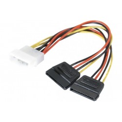Adaptateur d alimentation Molex vers 2x SATA - 15 cm