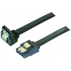 Câble sata 6GB/s coudé bas slim sécurisé (noir) - 20 cm