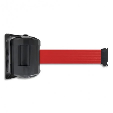VISO Enrouleur mural en acier noir D11,2 cm à sangle rouge L2m