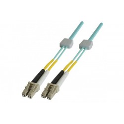 Jarretière à repérage lumineux duplex OM3 50/125 LC-UPC/LC-UPC aqua - 1 m