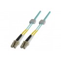 Jarretière à repérage lumineux duplex OM3 50/125 LC-UPC/LC-UPC aqua - 1 m